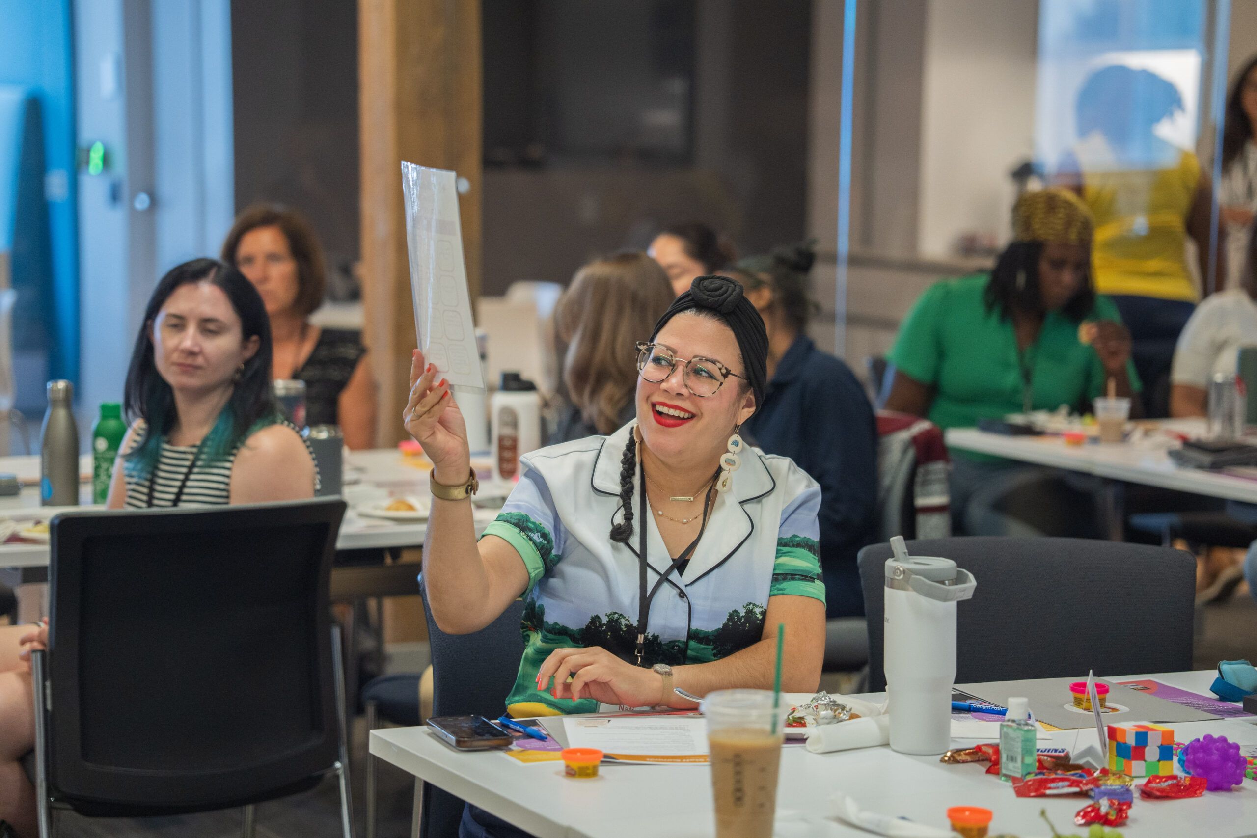 Women engaged at event
